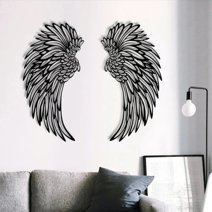 Golden Angel Wings Set Do Old Iron Christmas Indoor Window Pendant Xmas Wall Art Decor Festival Present Decoration Home Hanging